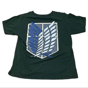 Attack on titan men’s unisex XS green t-shirt anime cartoon casual nerd gamer